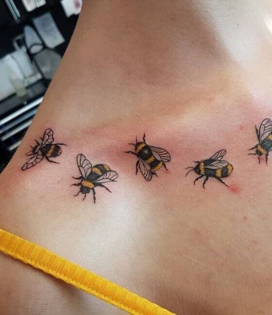 Honey bee tattoo on the shoulder 4