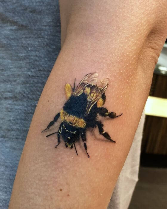 Metamorph Studio on Instagram Its the bees knees Well the bees  shoulder but anyway heres another color piece by TM quarter sized  His work is up