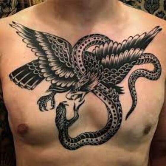 Eagle with snack tattoo