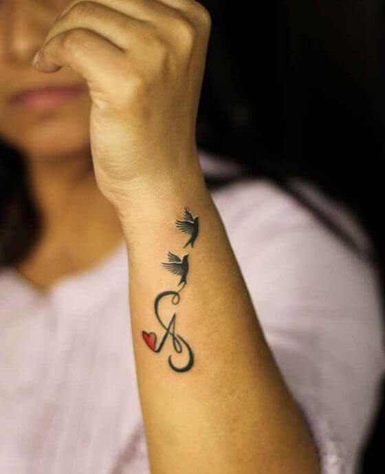 Initial Tattoo with Birds