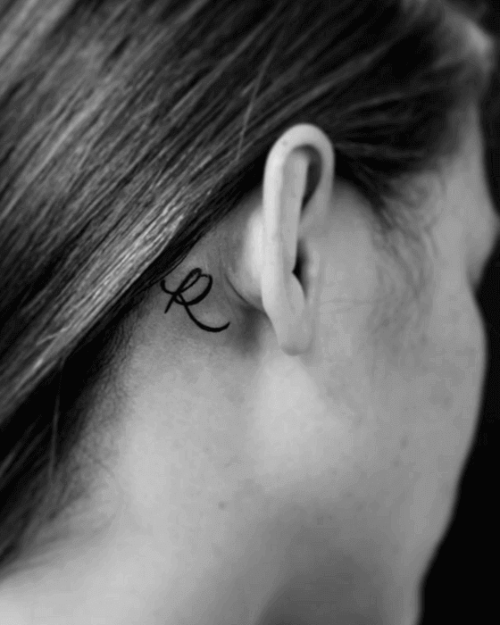 Initial Tattoo Ideas Behind The Ear
