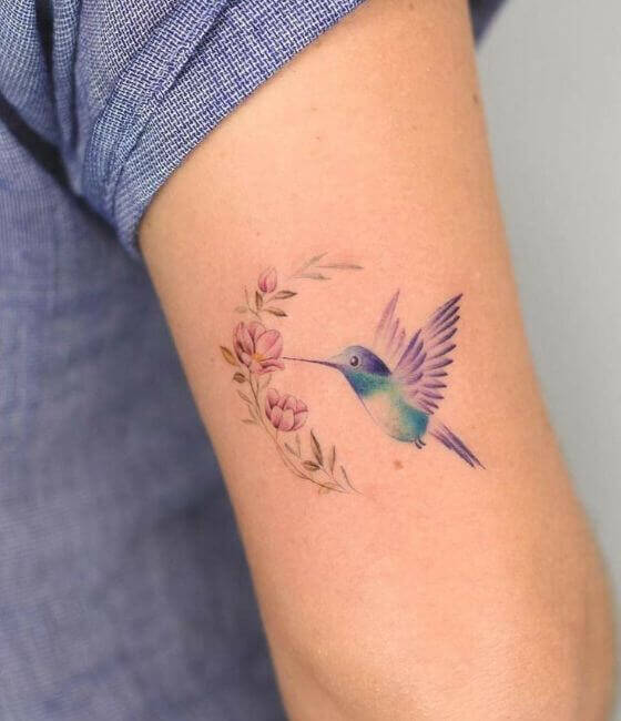 Beautiful Hummingbird Tattoo for Girls