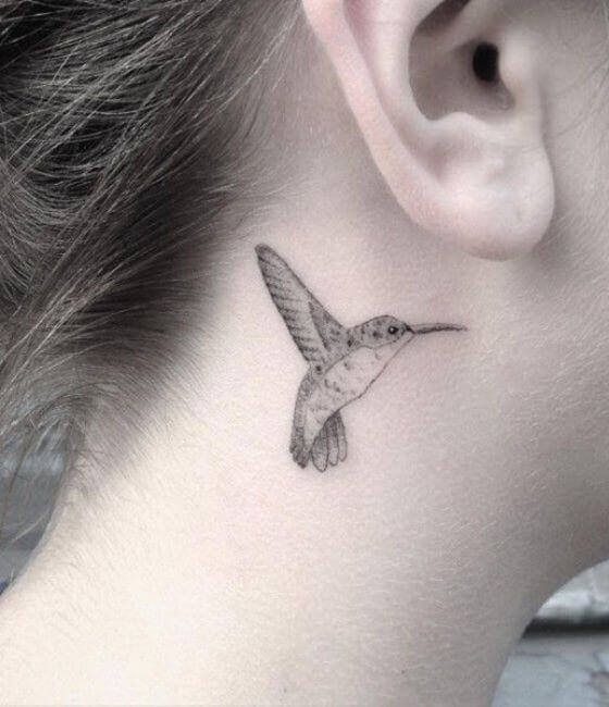 Best Hummingbird Tattoo Ideas On Behind the ear