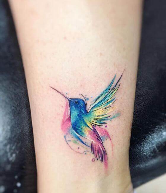 Hummingbird Tattoos On Leg