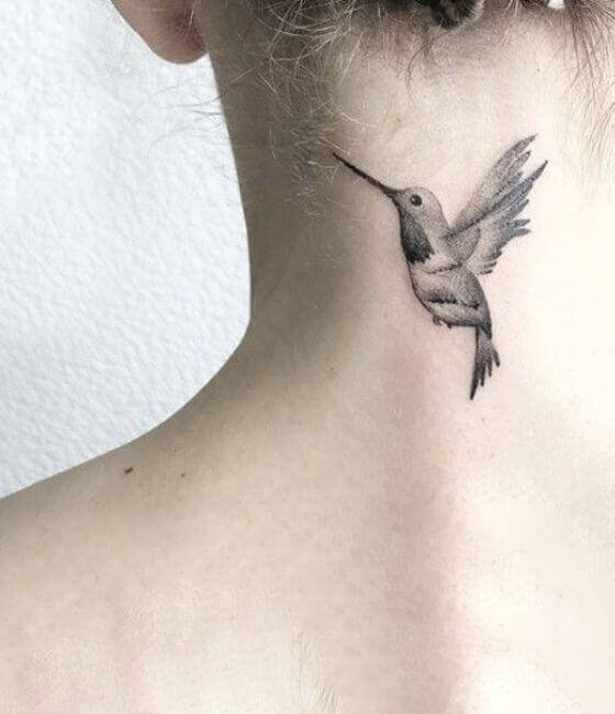 Hummingbird Tattoo ideas and designs On Neck
