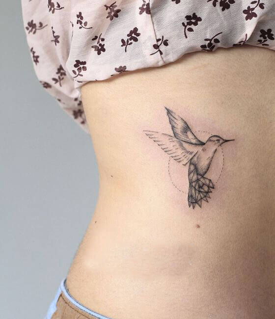 Simple Hummingbird Tattoo On the Waist