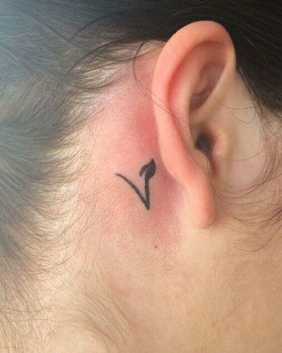 Best Initial Tattoo on Behind the Ear 