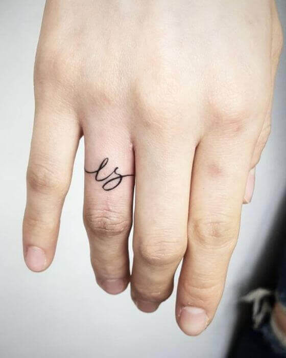 Initial Tattoo Designs on Finger 