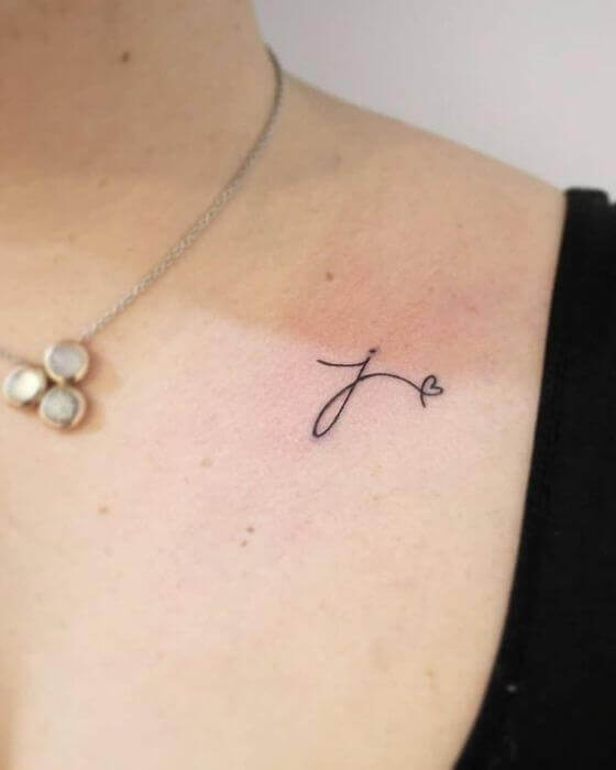 Cute Initial Tattoo on shoulder 