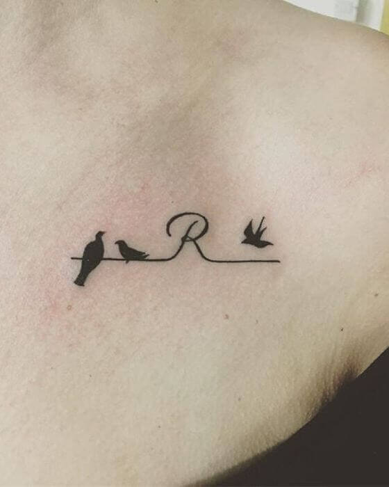 Beautiful Initial Tattoo on the Shoulder 
