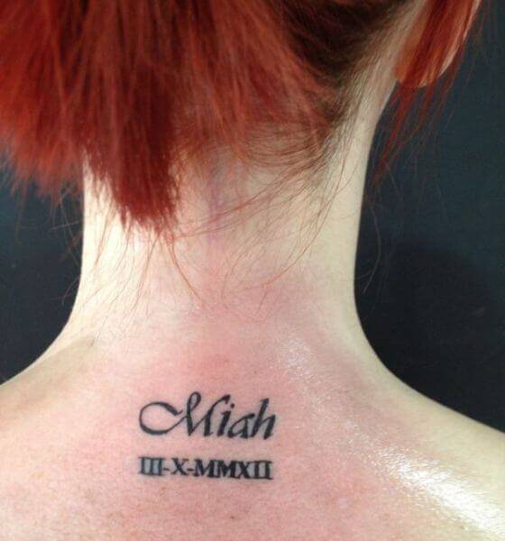 Roman Numeral Name Tattoo Idea