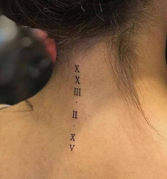 Superb Roman Numeral Necklace Tattoo