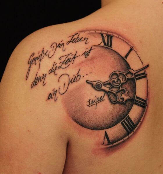 Roman Numerals Clock Tattoo Design