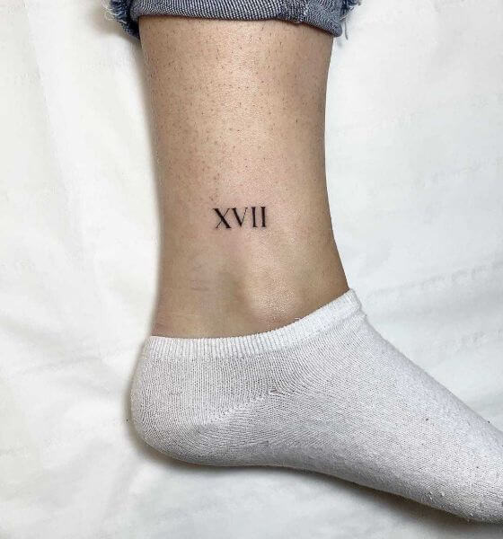 Roman Numerals Tattoo on ankle