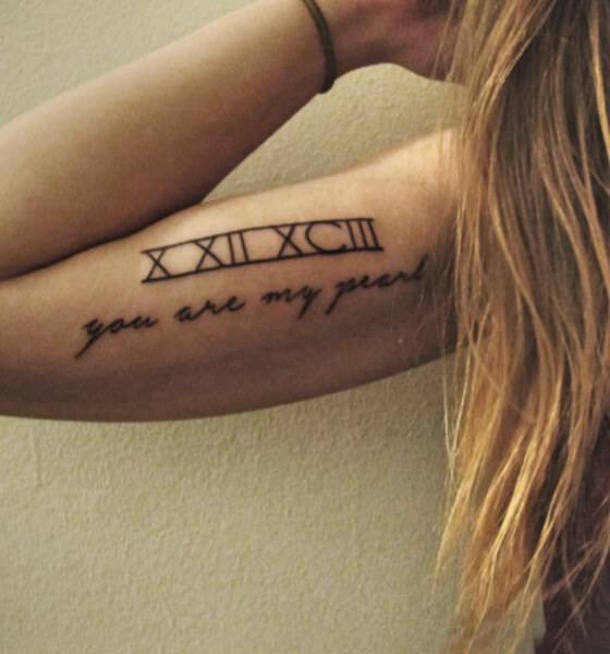 Beautiful Roman Numerals Tattoo on The Arm 