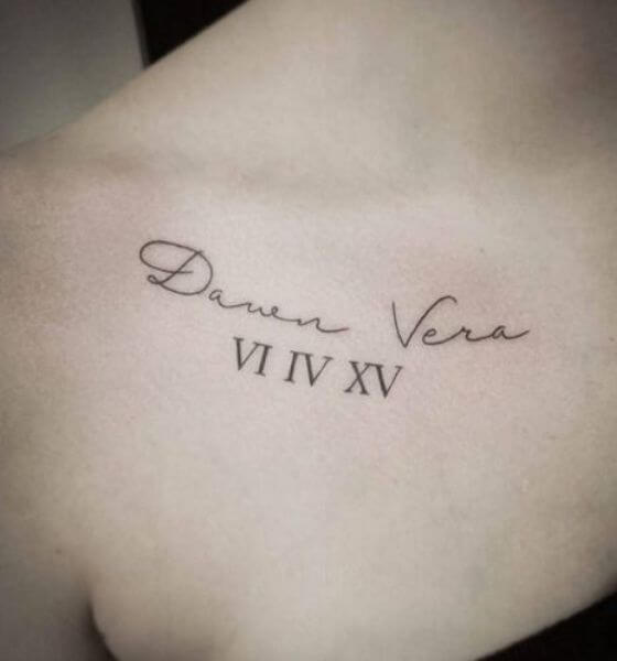 Roman Numerals Tattoo Idea on chest 