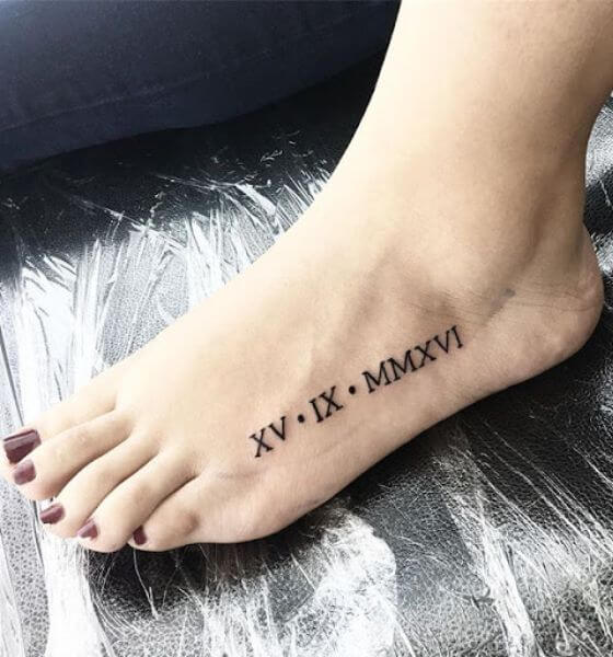 Roman Numerals Tattoo on foot 