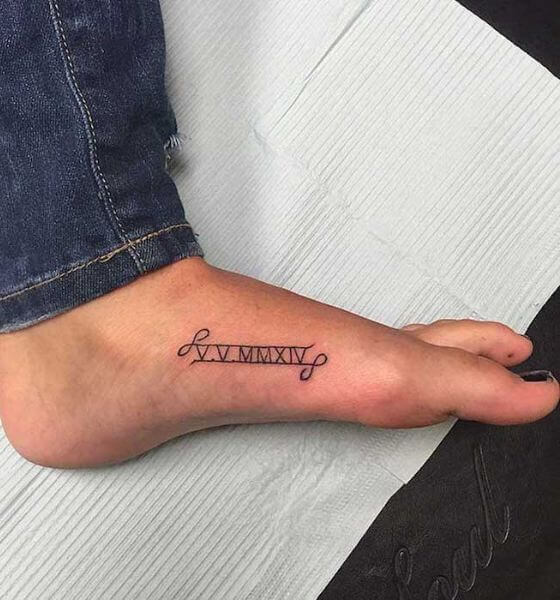 Roman Numerals Tattoo Ideas on Foot 