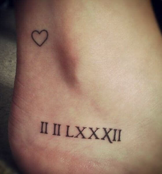 Roman Numerals Tattoo Design on foot 