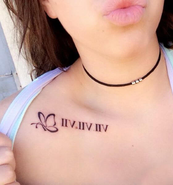 Beautiful Roman Numerals Tattoo on Shoulder 