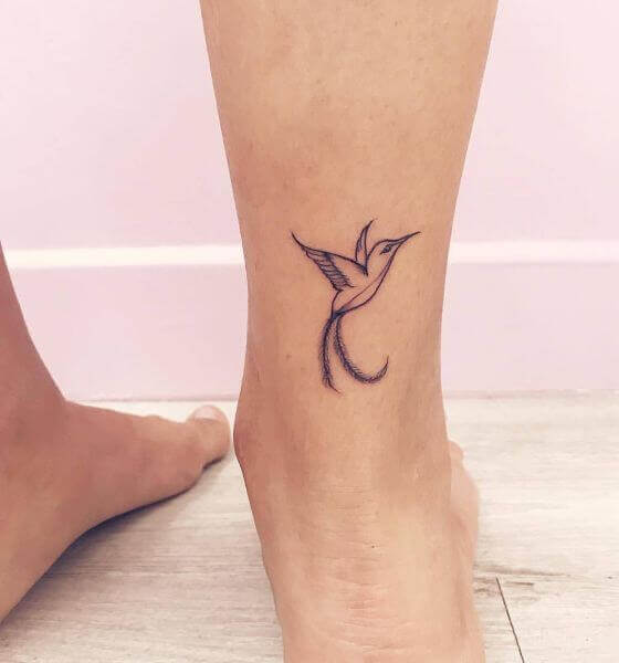 Simple Lined Hummingbird Tattoo