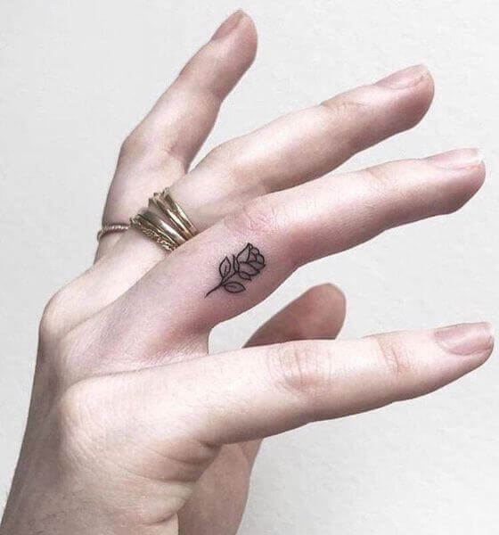 Black Rose Finger Tattoo for Women