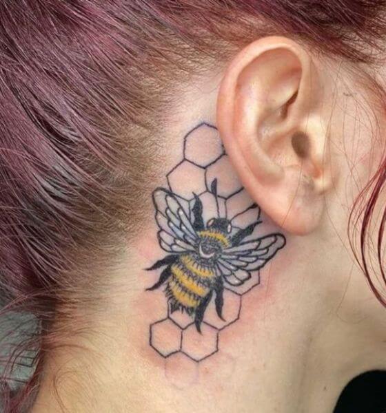 Bumblebee Tattoo on Neck