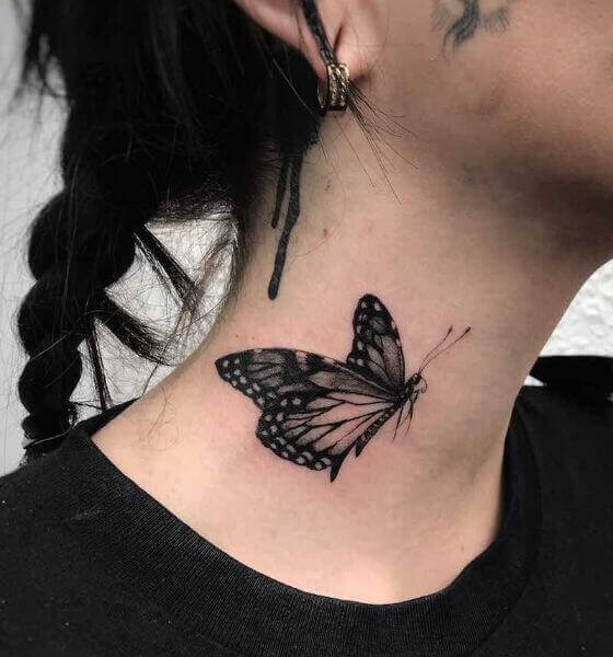 38 Butterfly Neck Tattoo Designs  Meaning for Female  Tattoo Twist