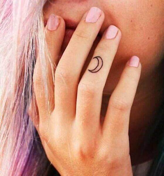 Crescent Moon Finger Tattoo