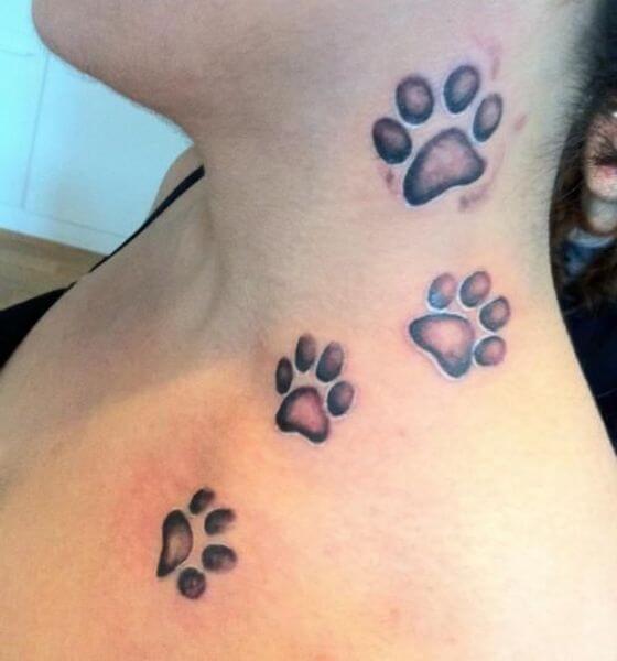 Dog Paws Tattoo on Neck