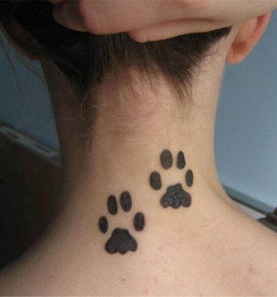 Dog paws neck tattoo