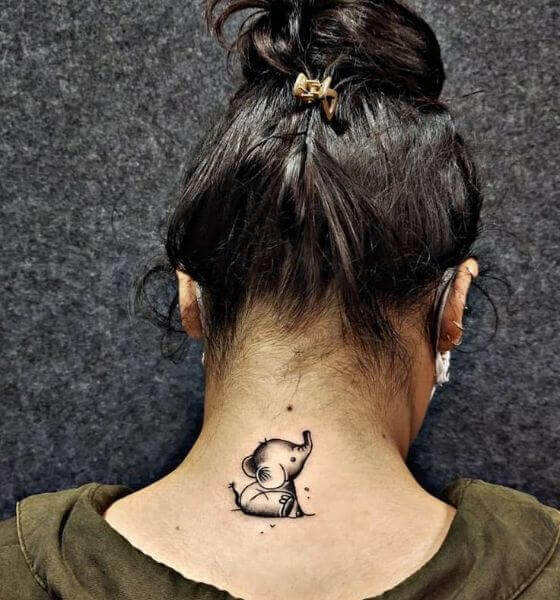 Elephant neck tattoo