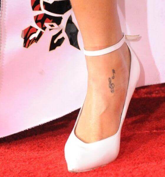 Rihanna's musical note foot tattoo