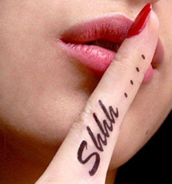 Shhh Finger Tattoo