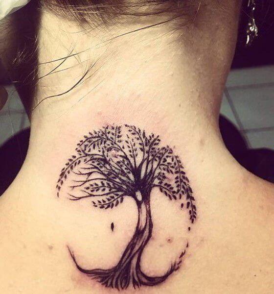 Tree of life neck tattoo