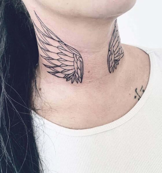 Warrior Angel Tattoo on Neck