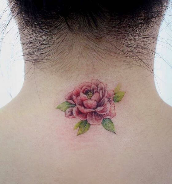 flower tattoo design on nape