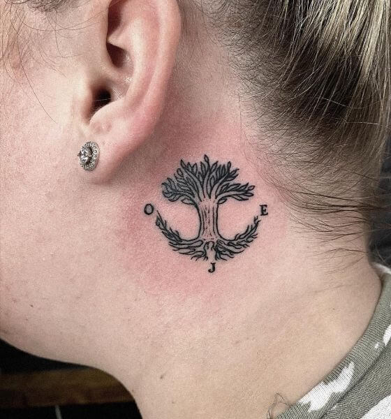 tree of life tattoo on neck