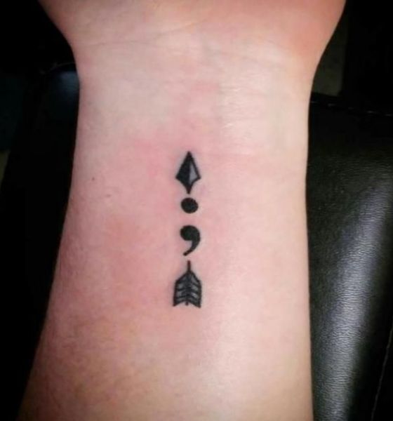 Arrow with Semicolon Tattoo