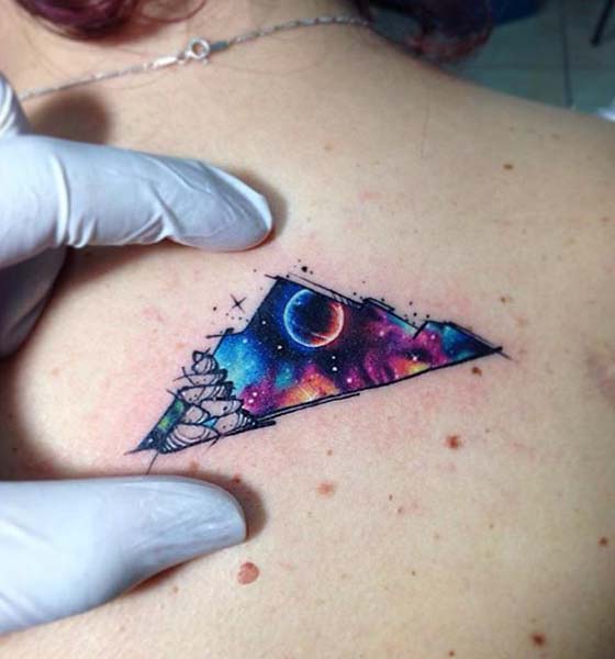 Attractive Space tattoo design on back