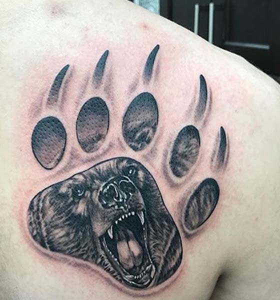 Bear Claw Tattoo on Back