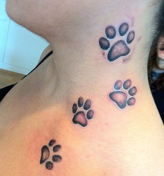 Bear Paw Print Tattoo on Neck