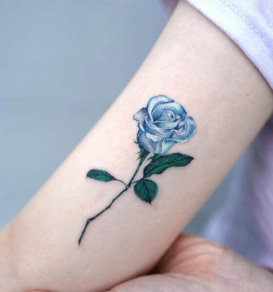 Beautiful Blue rose tattoo design