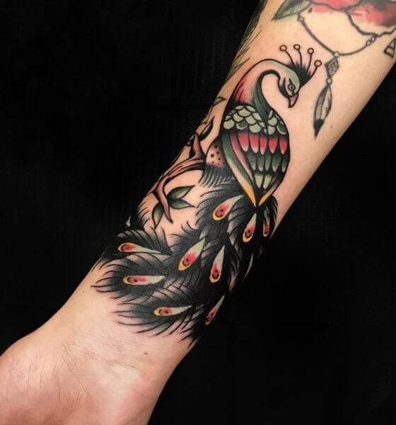 Beautiful Peacock Tattoo on Hand