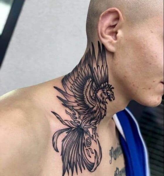 Best Phoenix Tattoo Design on Neck