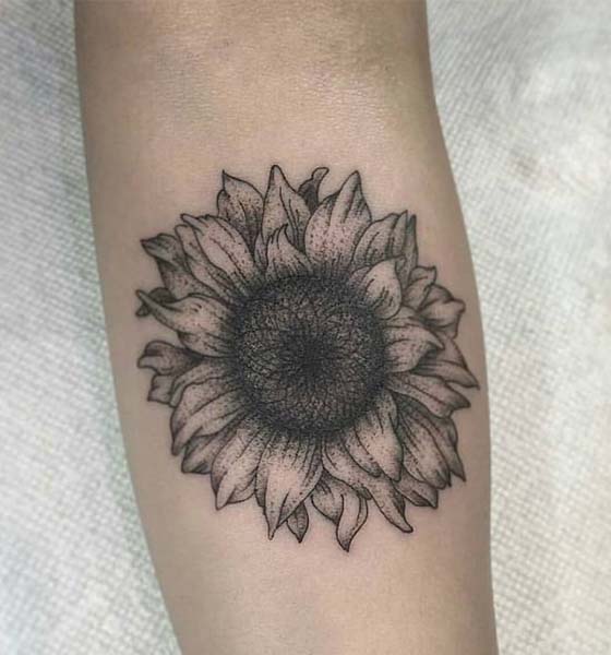 Black & White Sunflower Tattoo Designs