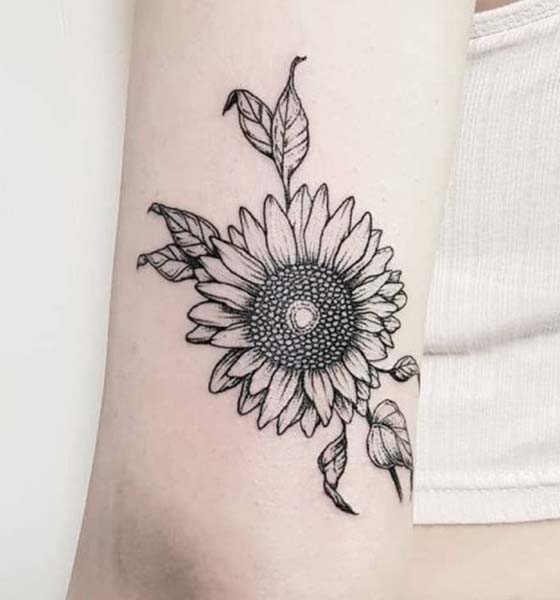 Black & White Sunflower Tattoo