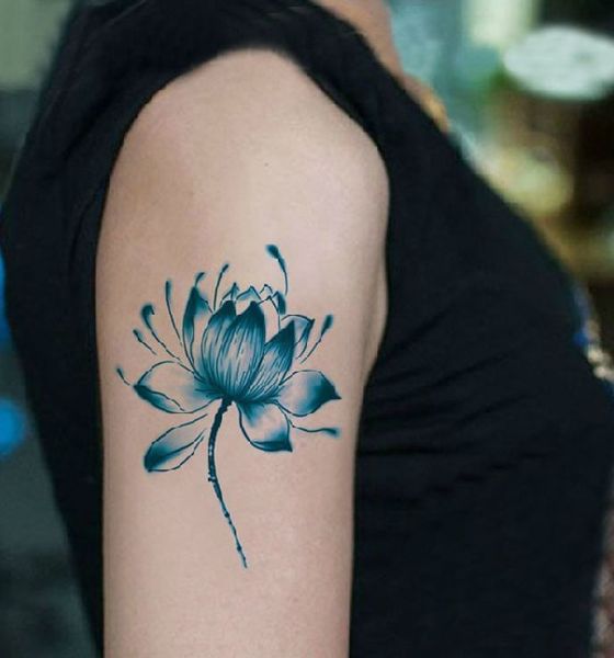 Blue Lotus Flower Tattoo Design