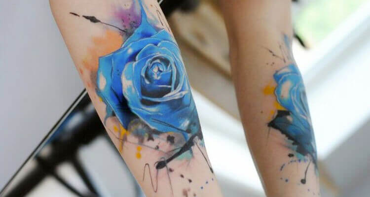 Blue Rose Tattoo on Hand