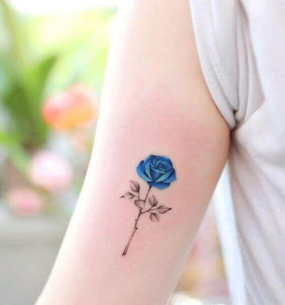 Pretty Blue Rose Tattoo Design